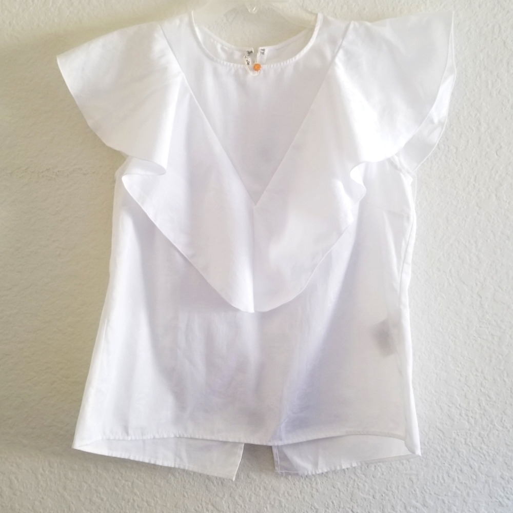 Golden Goose Isabella White Floral Print Jacquard Ruffled Top Size L Lar… - Picture 3 of 14